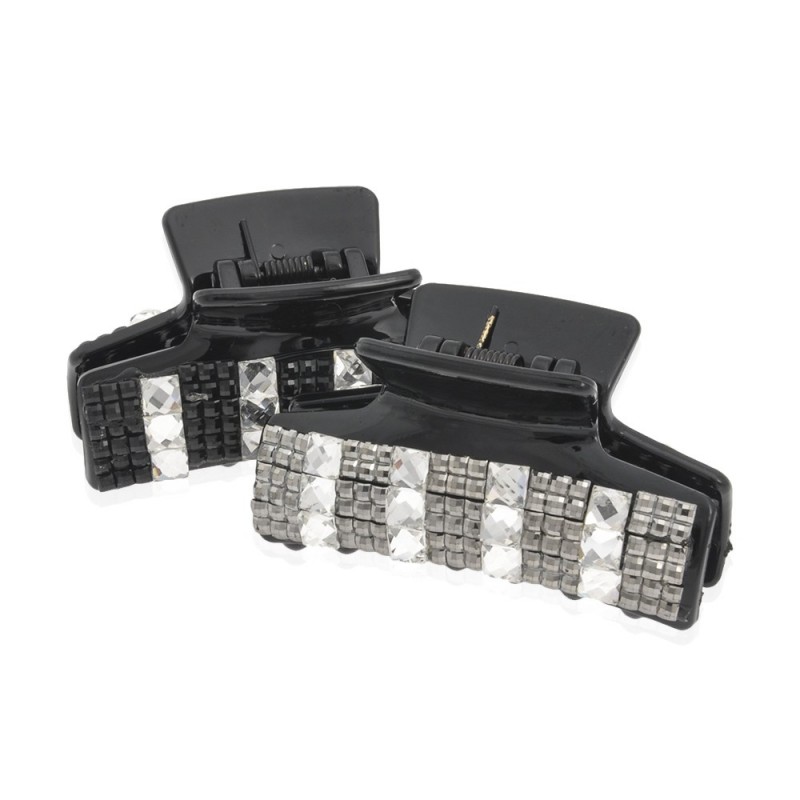 Заколка-краб для волос пластиковая со стразами (5119) вариант упаковка 6шт