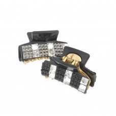 Заколка-краб для волос пластиковая со стразами (5120) вариант упаковка 6шт