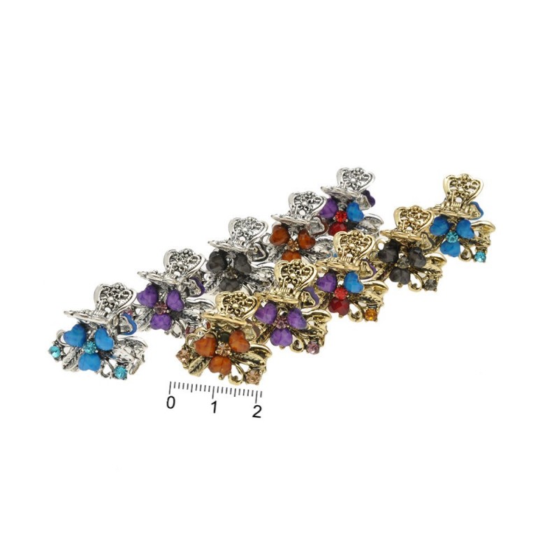 Набор заколок-крабов 2.2см 12шт разноцветные (5990)