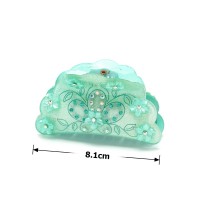 Заколка-краб для волос из французского пластика со стразами (8087) вариант 05