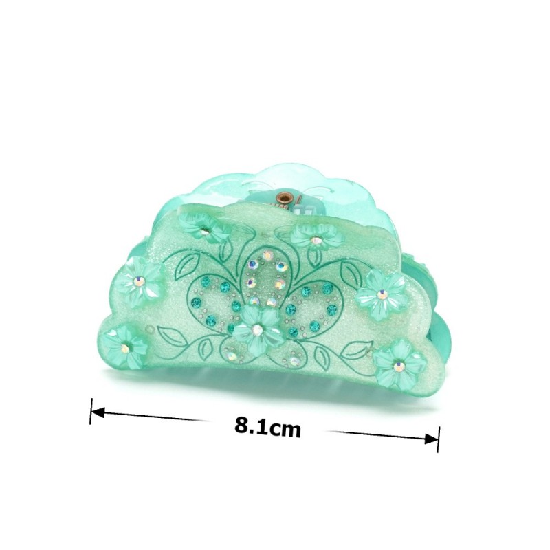 Заколка-краб для волос из французского пластика со стразами (8087) вариант 05