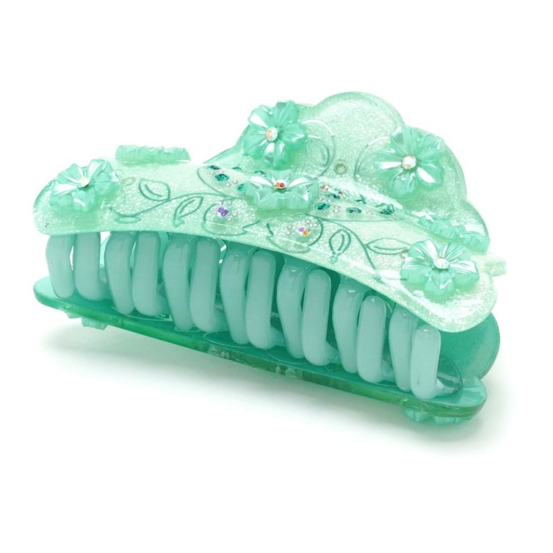 Заколка-краб для волос из французского пластика со стразами (8087) вариант 05