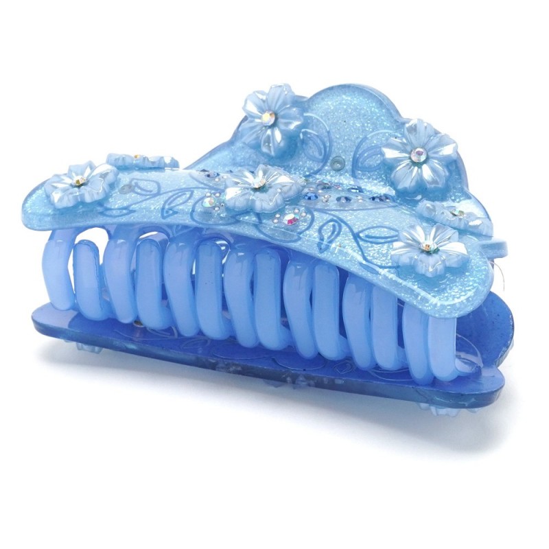 Заколка-краб для волос из французского пластика со стразами (8087) вариант 06