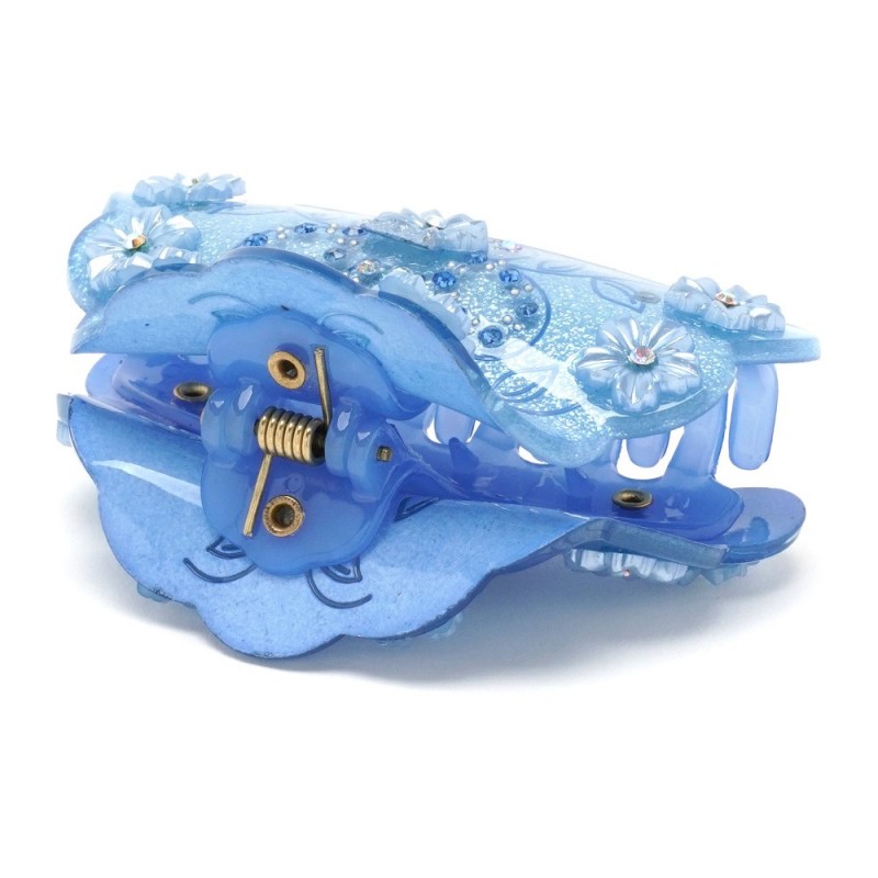 Заколка-краб для волос из французского пластика со стразами (8087) вариант 06