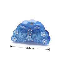 Заколка-краб для волос из французского пластика со стразами (8087) вариант 07