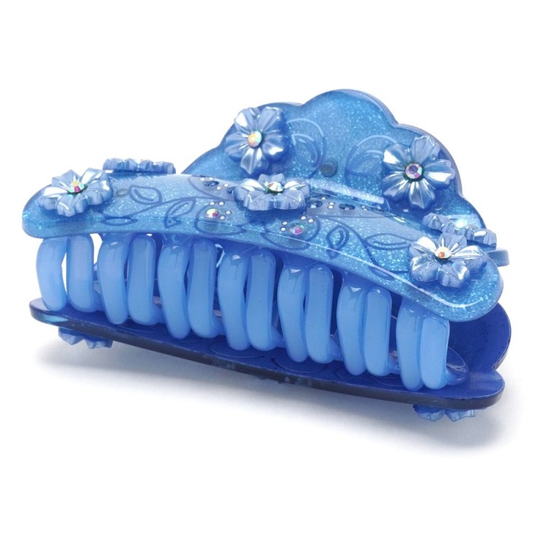 Заколка-краб для волос из французского пластика со стразами (8087) вариант 07