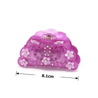 Заколка-краб для волос из французского пластика со стразами (8087) вариант 08