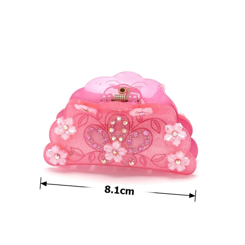 Заколка-краб для волос из французского пластика со стразами (8087) вариант 09