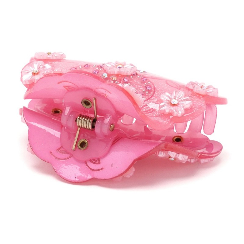 Заколка-краб для волос из французского пластика со стразами (8087) вариант 09