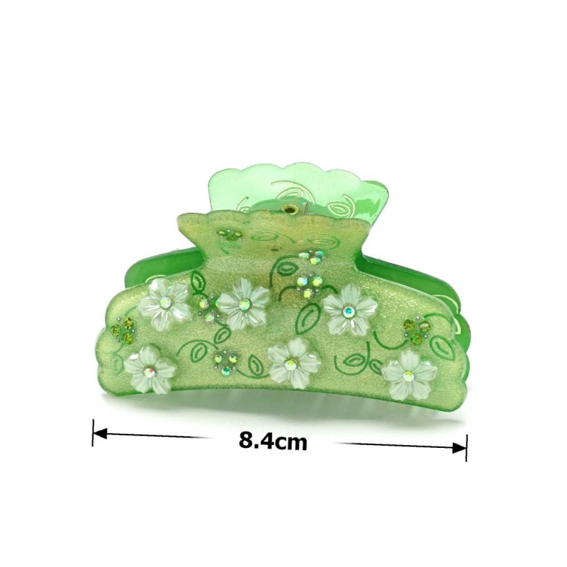 Заколка-краб для волос из французского пластика со стразами (8088) вариант 03