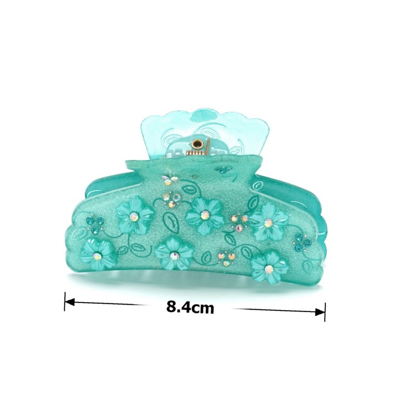 Заколка-краб для волос из французского пластика со стразами (8088) вариант 04