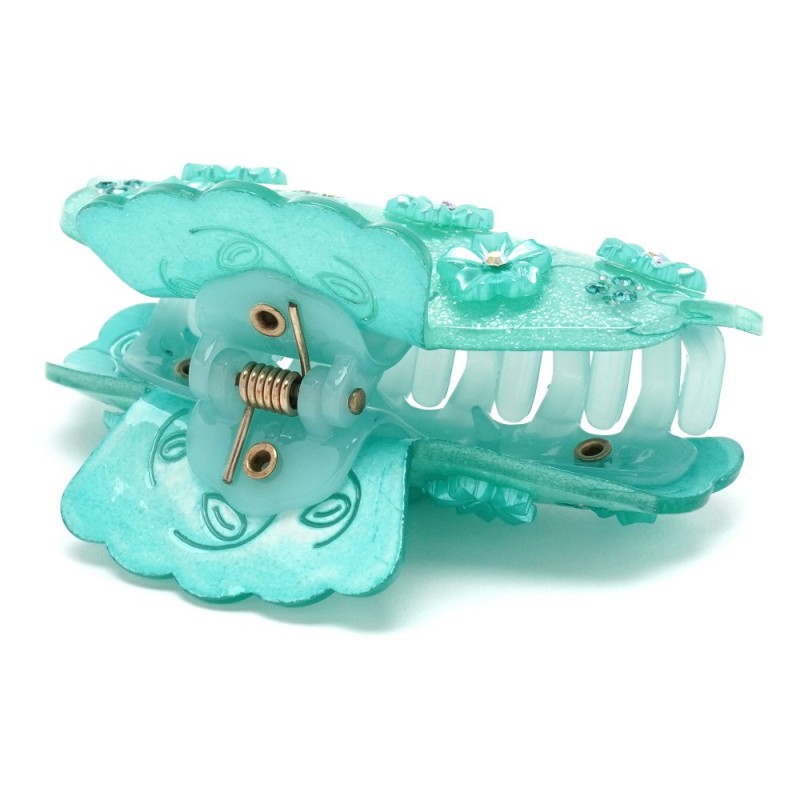 Заколка-краб для волос из французского пластика со стразами (8088) вариант 04