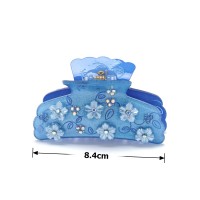 Заколка-краб для волос из французского пластика со стразами (8088) вариант 05