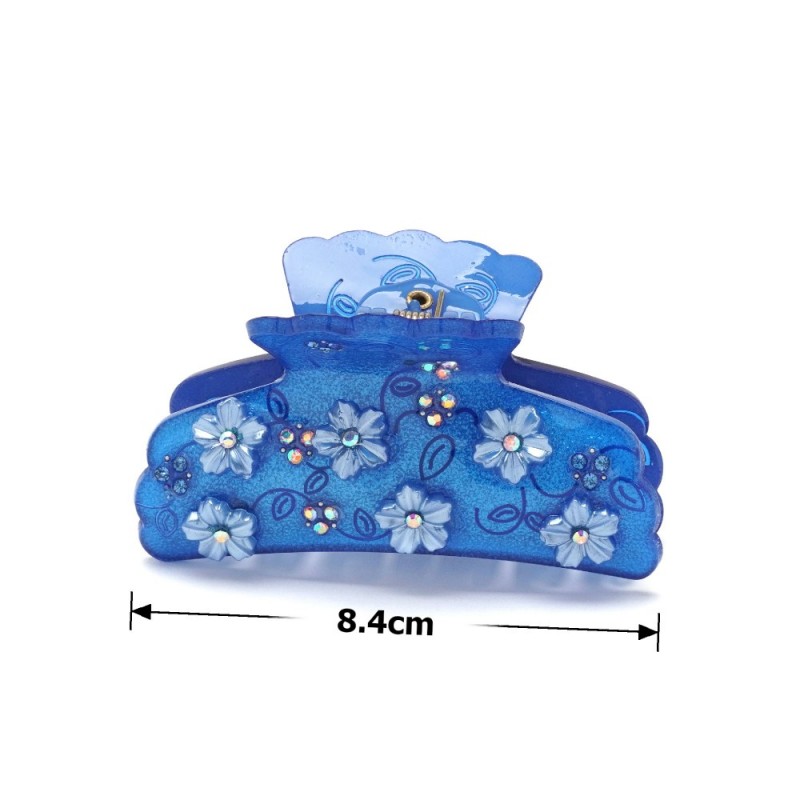 Заколка-краб для волос из французского пластика со стразами (8088) вариант 06