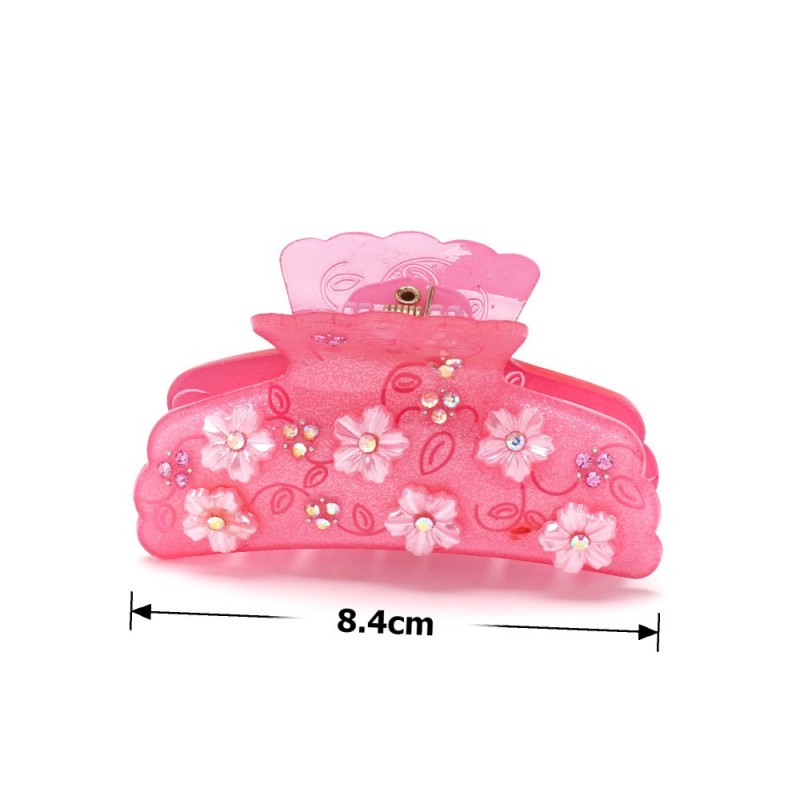 Заколка-краб для волос из французского пластика со стразами (8088) вариант 08