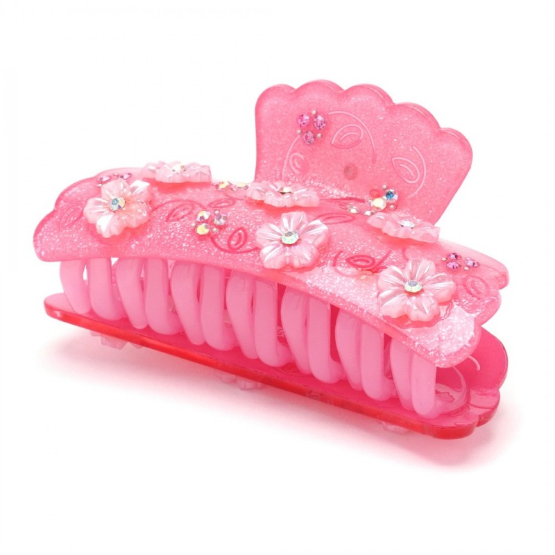 Заколка-краб для волос из французского пластика со стразами (8088) вариант 08