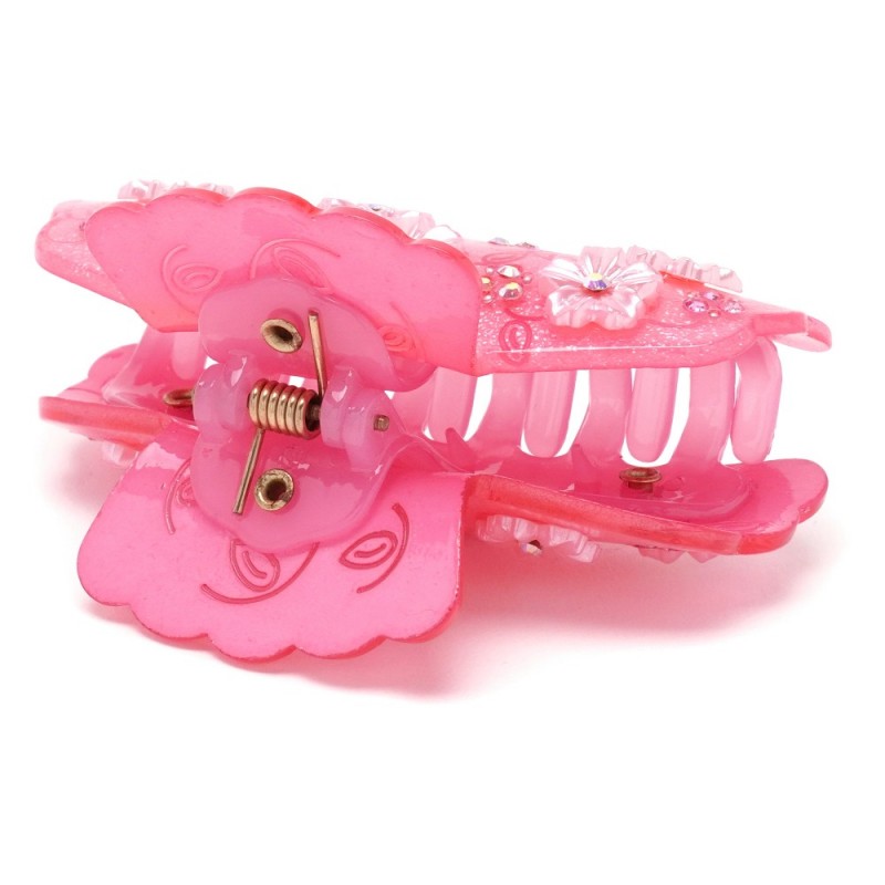 Заколка-краб для волос из французского пластика со стразами (8088) вариант 08