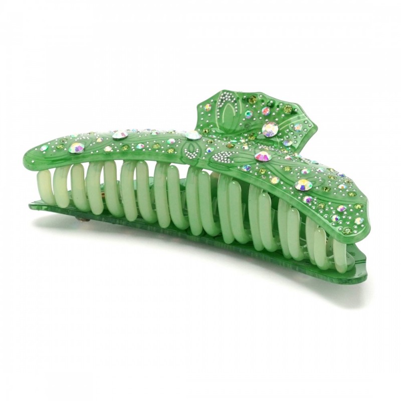 Заколка-краб для волос из французского пластика со стразами (8089) вариант 08