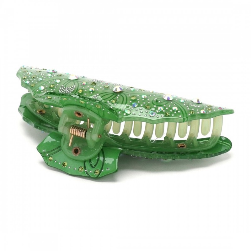 Заколка-краб для волос из французского пластика со стразами (8089) вариант 08