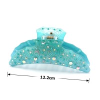 Заколка-краб для волос из французского пластика со стразами (8089) вариант 03