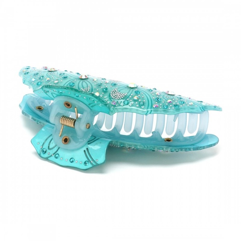 Заколка-краб для волос из французского пластика со стразами (8089) вариант 03