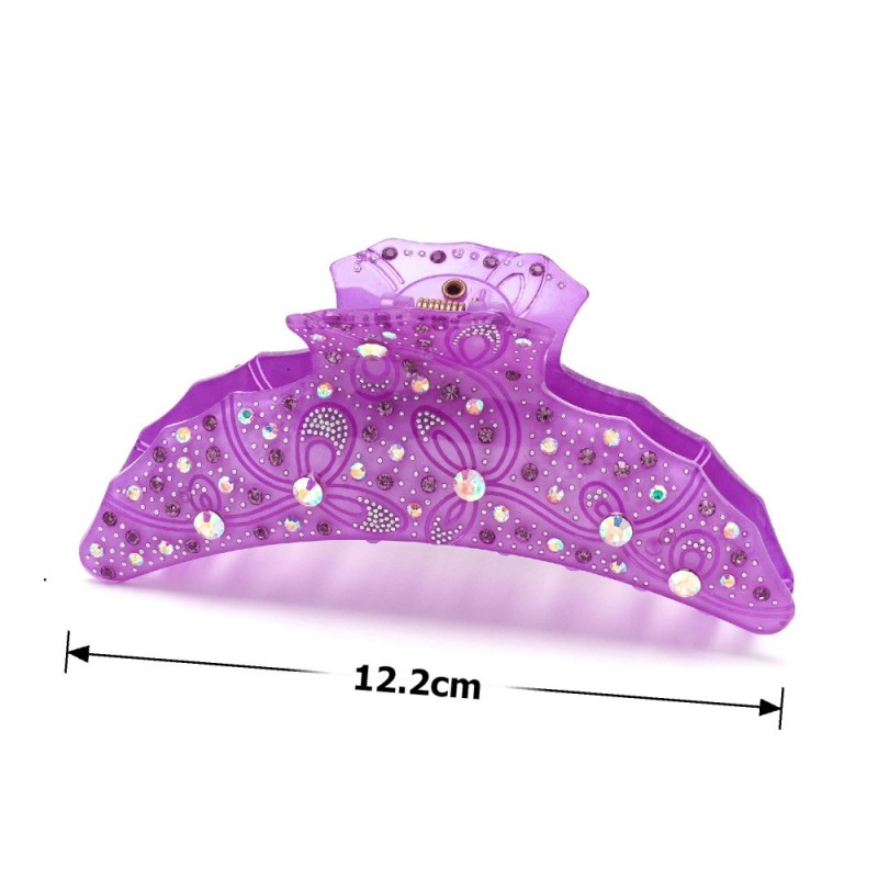 Заколка-краб для волос из французского пластика со стразами (8089) вариант 06