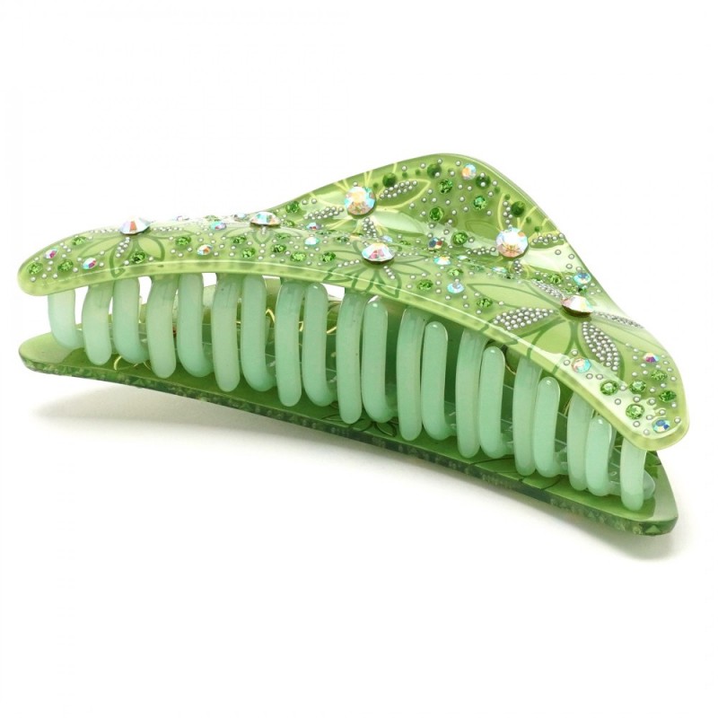 Заколка-краб для волос из французского пластика со стразами (8090) вариант 02