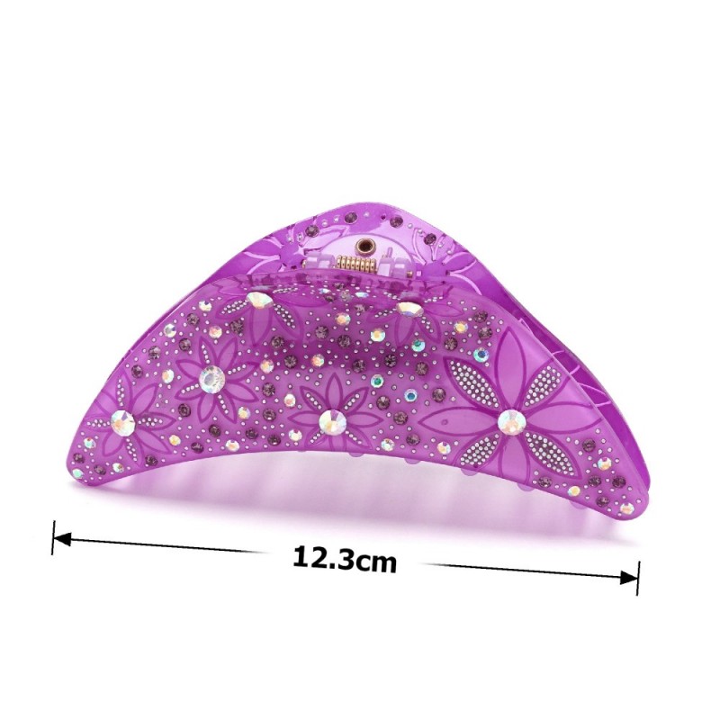 Заколка-краб для волос из французского пластика со стразами (8090) вариант 05