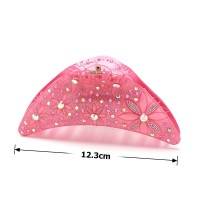 Заколка-краб для волос из французского пластика со стразами (8090) вариант 06