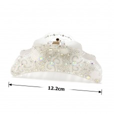 Заколка-краб для волос из французского пластика со стразами (8091) вариант 01