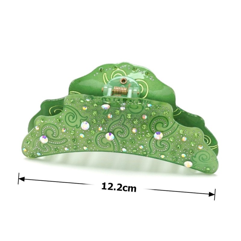 Заколка-краб для волос из французского пластика со стразами (8091) вариант 04