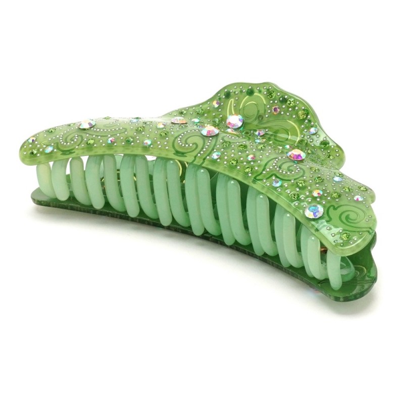 Заколка-краб для волос из французского пластика со стразами (8091) вариант 04