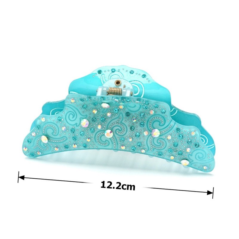 Заколка-краб для волос из французского пластика со стразами (8091) вариант 05