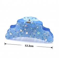 Заколка-краб для волос из французского пластика со стразами (8091) вариант 06