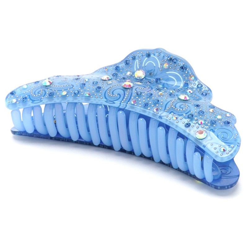 Заколка-краб для волос из французского пластика со стразами (8091) вариант 06