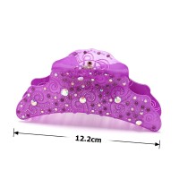 Заколка-краб для волос из французского пластика со стразами (8091) вариант 08