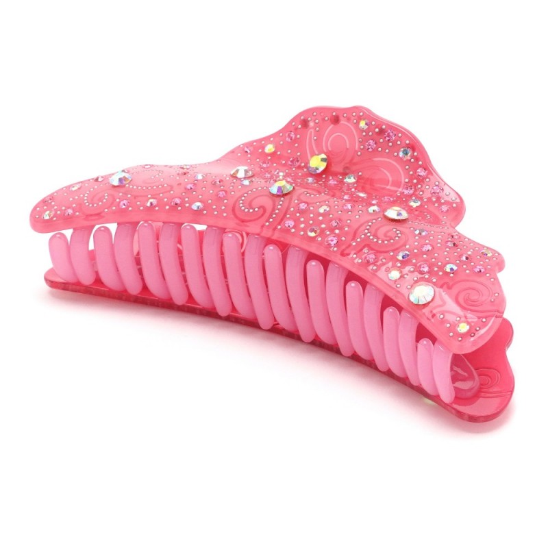 Заколка-краб для волос из французского пластика со стразами (8091) вариант 09