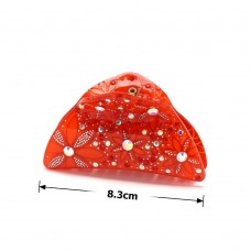 Заколка-краб для волос из французского пластика со стразами (8092) вариант 01