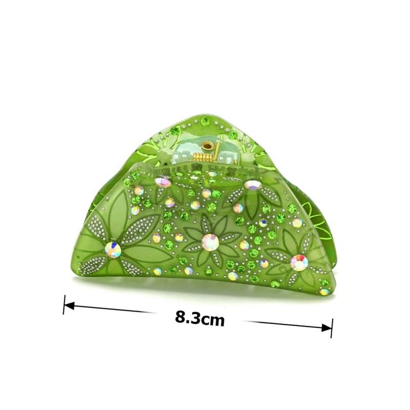 Заколка-краб для волос из французского пластика со стразами (8092) вариант 02