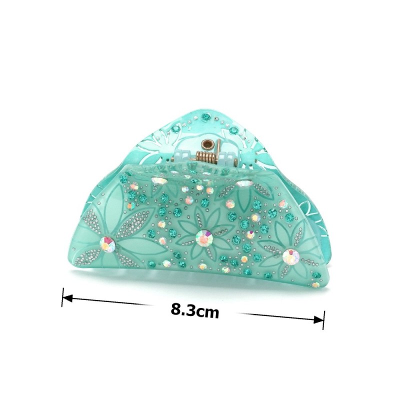 Заколка-краб для волос из французского пластика со стразами (8092) вариант 03