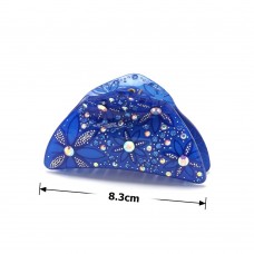 Заколка-краб для волос из французского пластика со стразами (8092) вариант 05