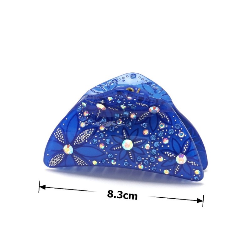 Заколка-краб для волос из французского пластика со стразами (8092) вариант 05