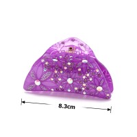 Заколка-краб для волос из французского пластика со стразами (8092) вариант 06