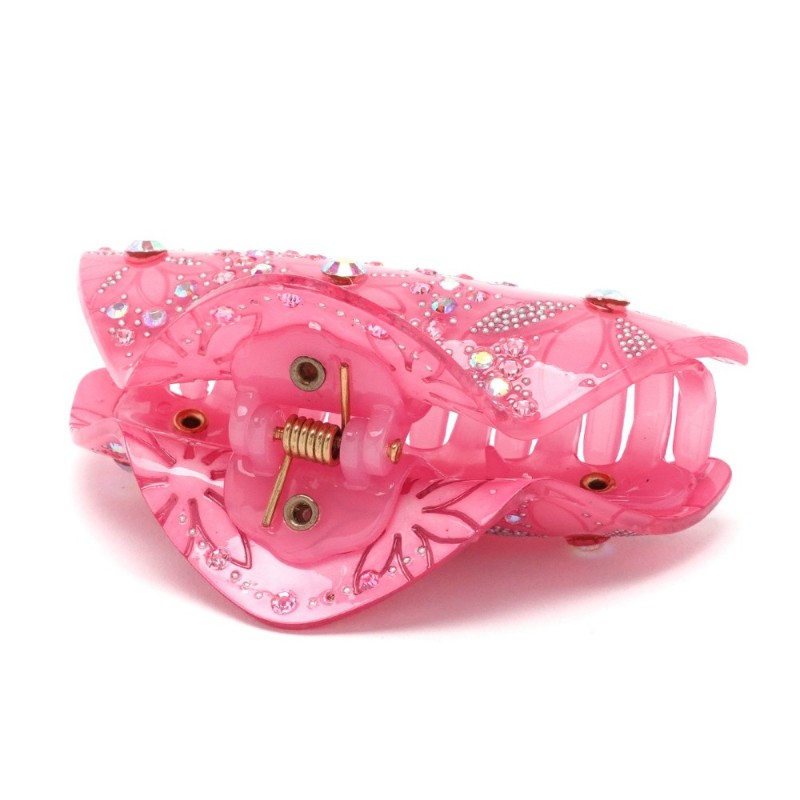 Заколка-краб для волос из французского пластика со стразами (8092) вариант 07