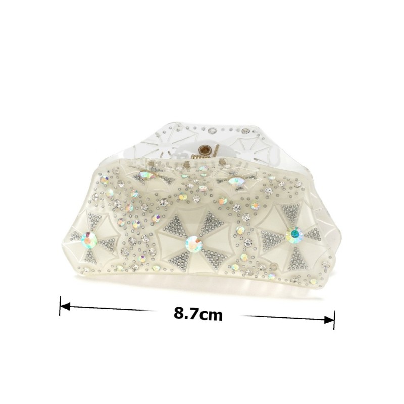 Заколка-краб для волос из французского пластика со стразами (8093) вариант 01