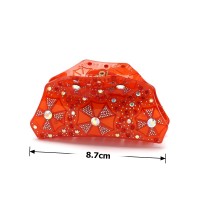 Заколка-краб для волос из французского пластика со стразами (8093) вариант 02