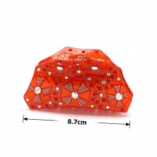 Заколка-краб для волос из французского пластика со стразами (8093) вариант 02