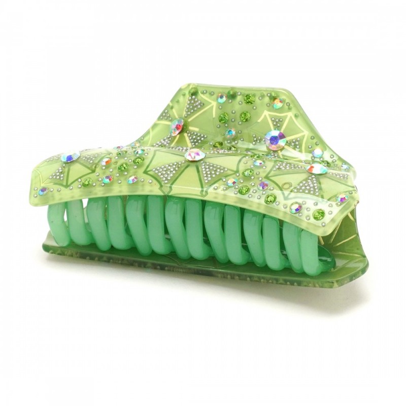 Заколка-краб для волос из французского пластика со стразами (8093) вариант 04