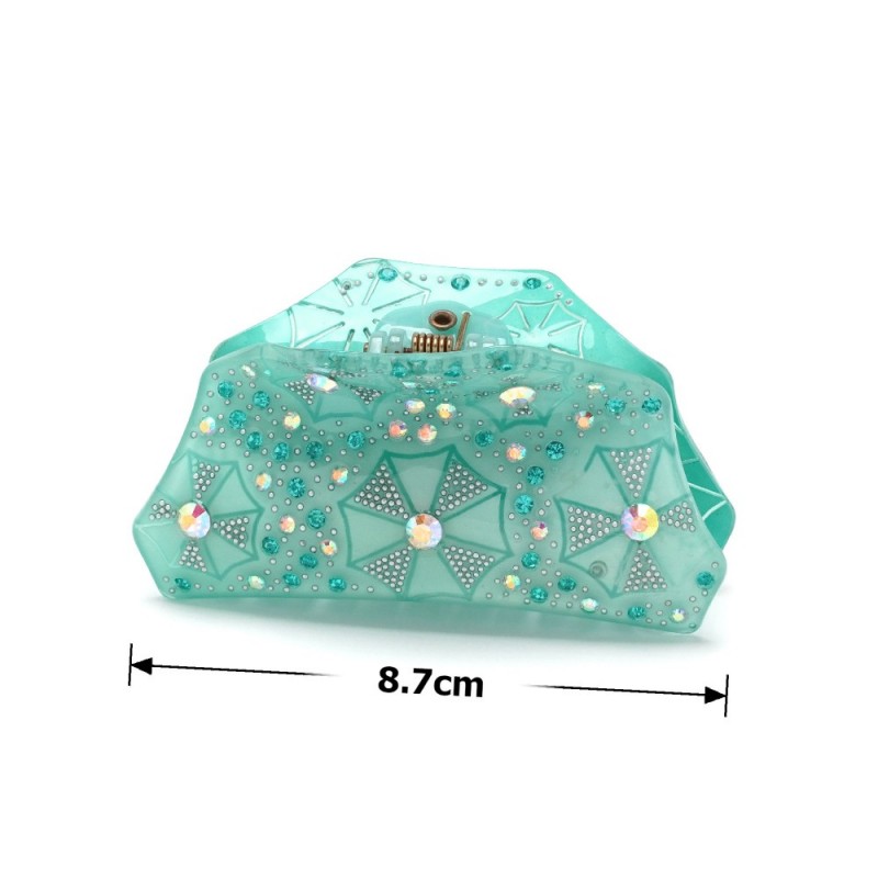 Заколка-краб для волос из французского пластика со стразами (8093) вариант 05