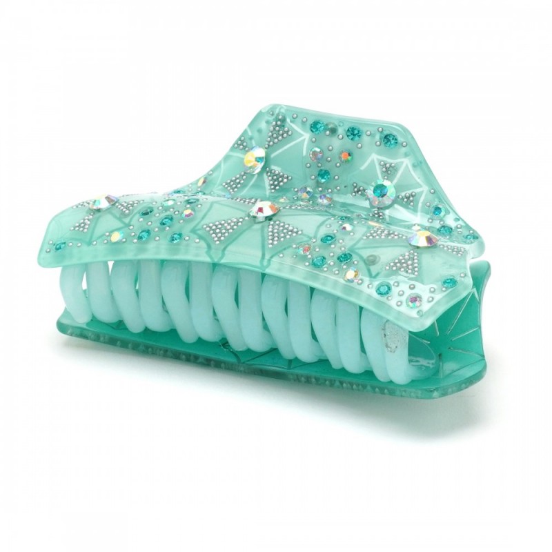 Заколка-краб для волос из французского пластика со стразами (8093) вариант 05